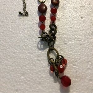 Vintage crown copper resin bead necklace